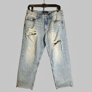 Aeropostale Light Blue Distressed Low Rise Baggy Crop Jeans Size 6